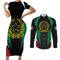 Italian Republic Couples Matching Short Sleeve Bodycon Dress and Long Sleeve Button Shirt Simple Coat of Arms