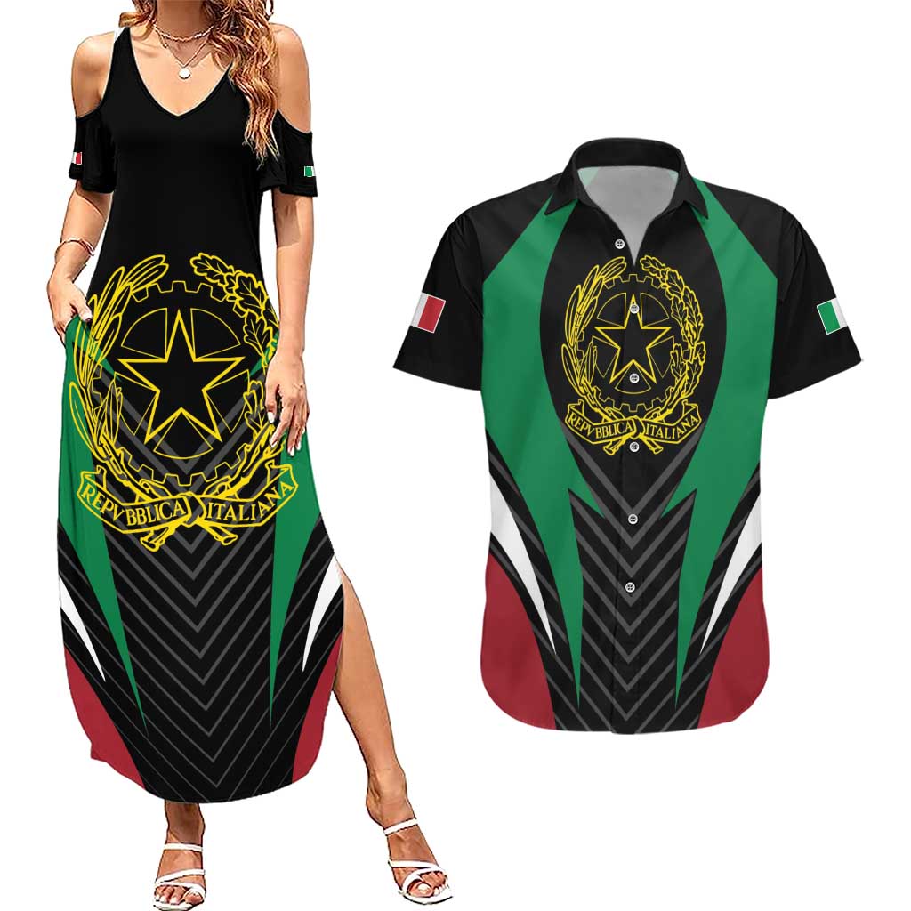 Italian Republic Couples Matching Summer Maxi Dress and Hawaiian Shirt Simple Coat of Arms