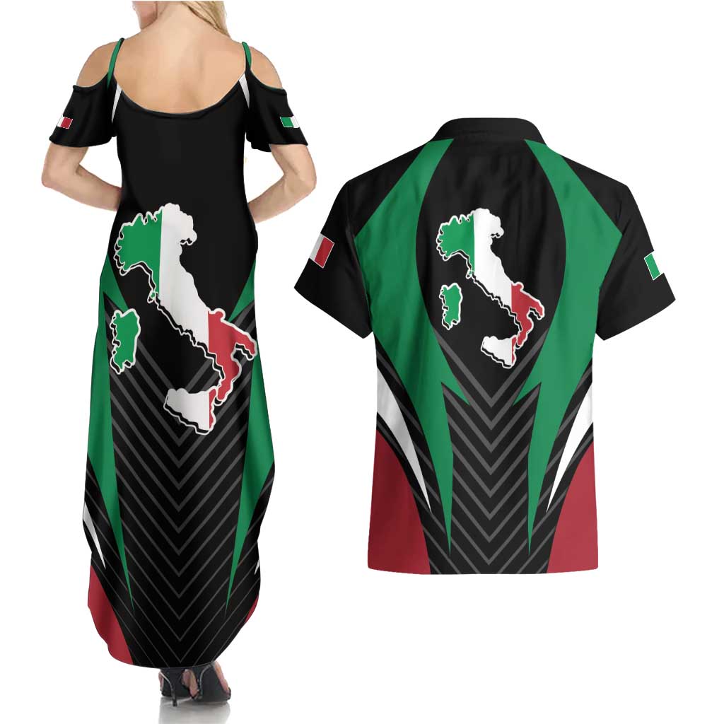 Italian Republic Couples Matching Summer Maxi Dress and Hawaiian Shirt Simple Coat of Arms