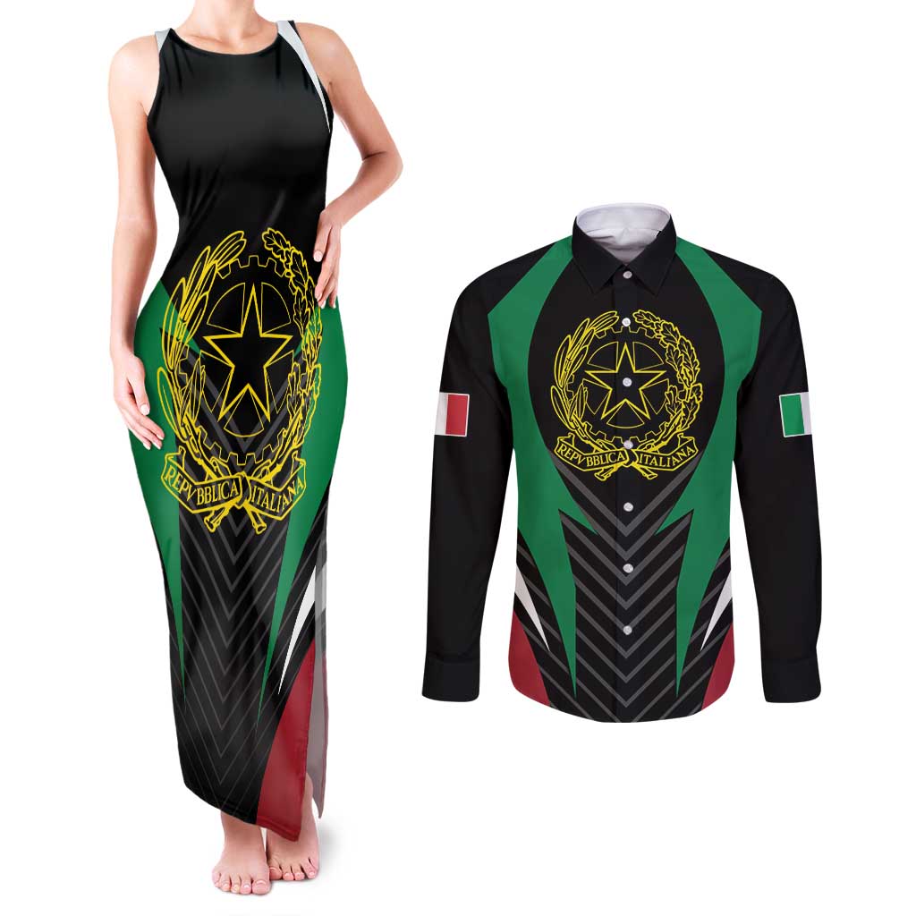Italian Republic Couples Matching Tank Maxi Dress and Long Sleeve Button Shirt Simple Coat of Arms