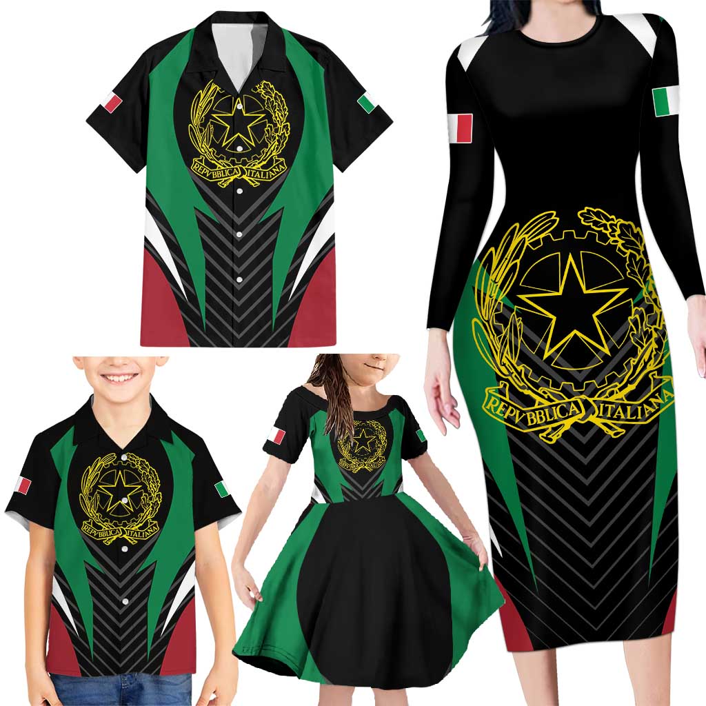 Italian Republic Family Matching Long Sleeve Bodycon Dress and Hawaiian Shirt Simple Coat of Arms