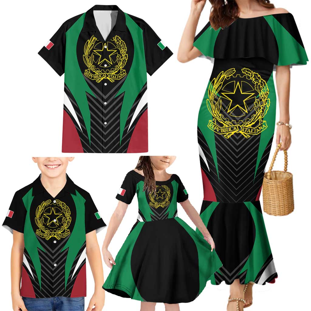 Italian Republic Family Matching Mermaid Dress and Hawaiian Shirt Simple Coat of Arms