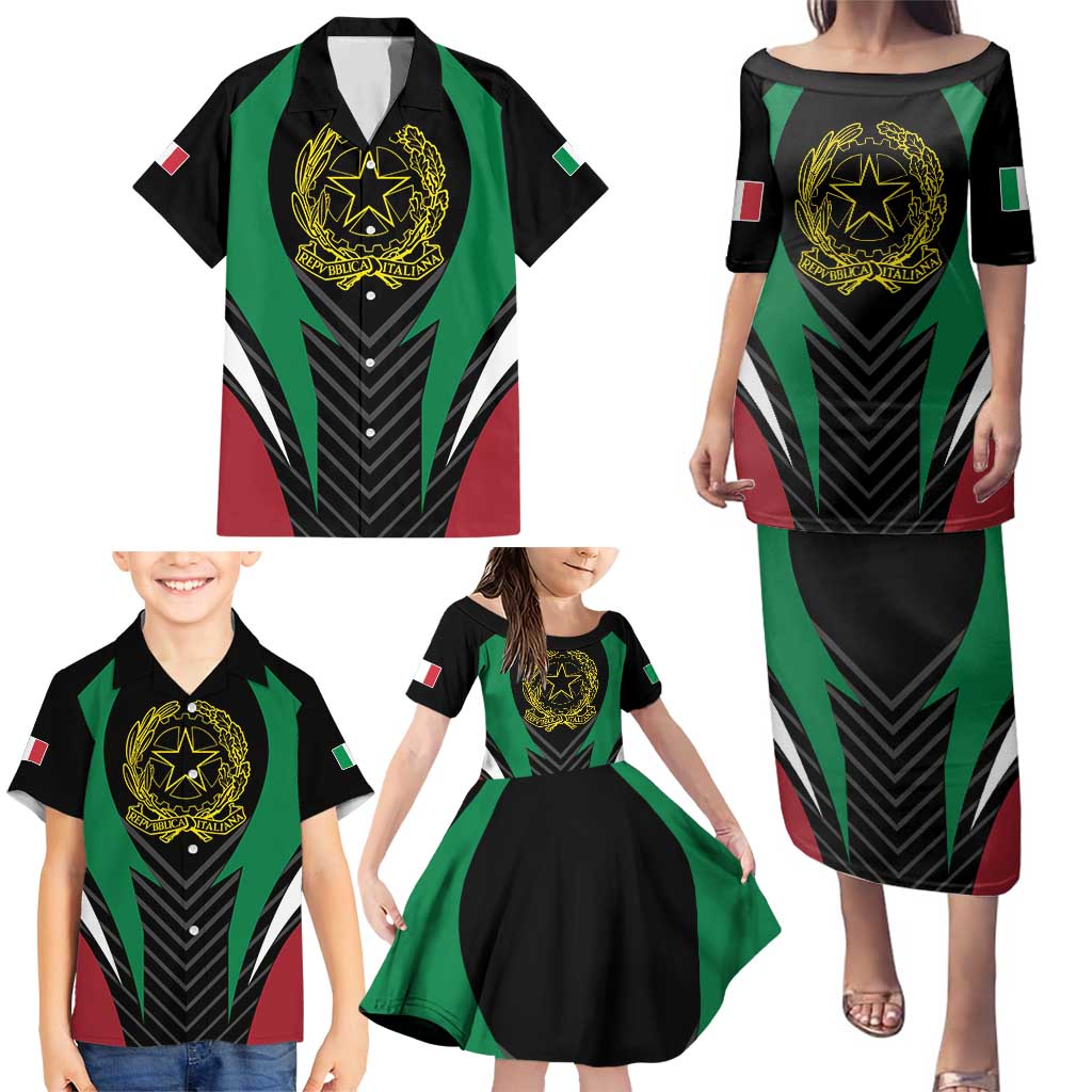 Italian Republic Family Matching Puletasi and Hawaiian Shirt Simple Coat of Arms