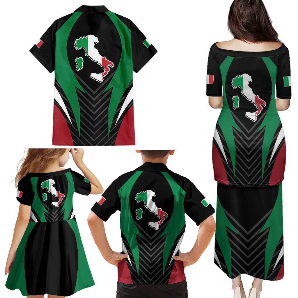 Italian Republic Family Matching Puletasi and Hawaiian Shirt Simple Coat of Arms