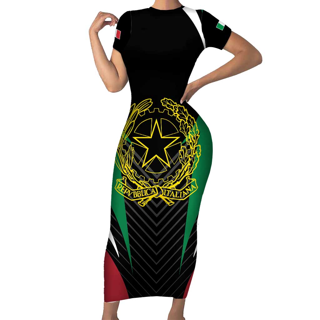 Italian Republic Family Matching Short Sleeve Bodycon Dress and Hawaiian Shirt Simple Coat of Arms