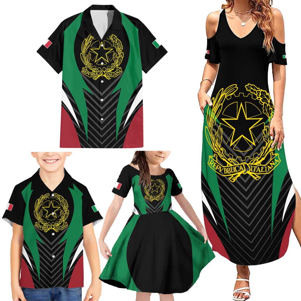 Italian Republic Family Matching Summer Maxi Dress and Hawaiian Shirt Simple Coat of Arms