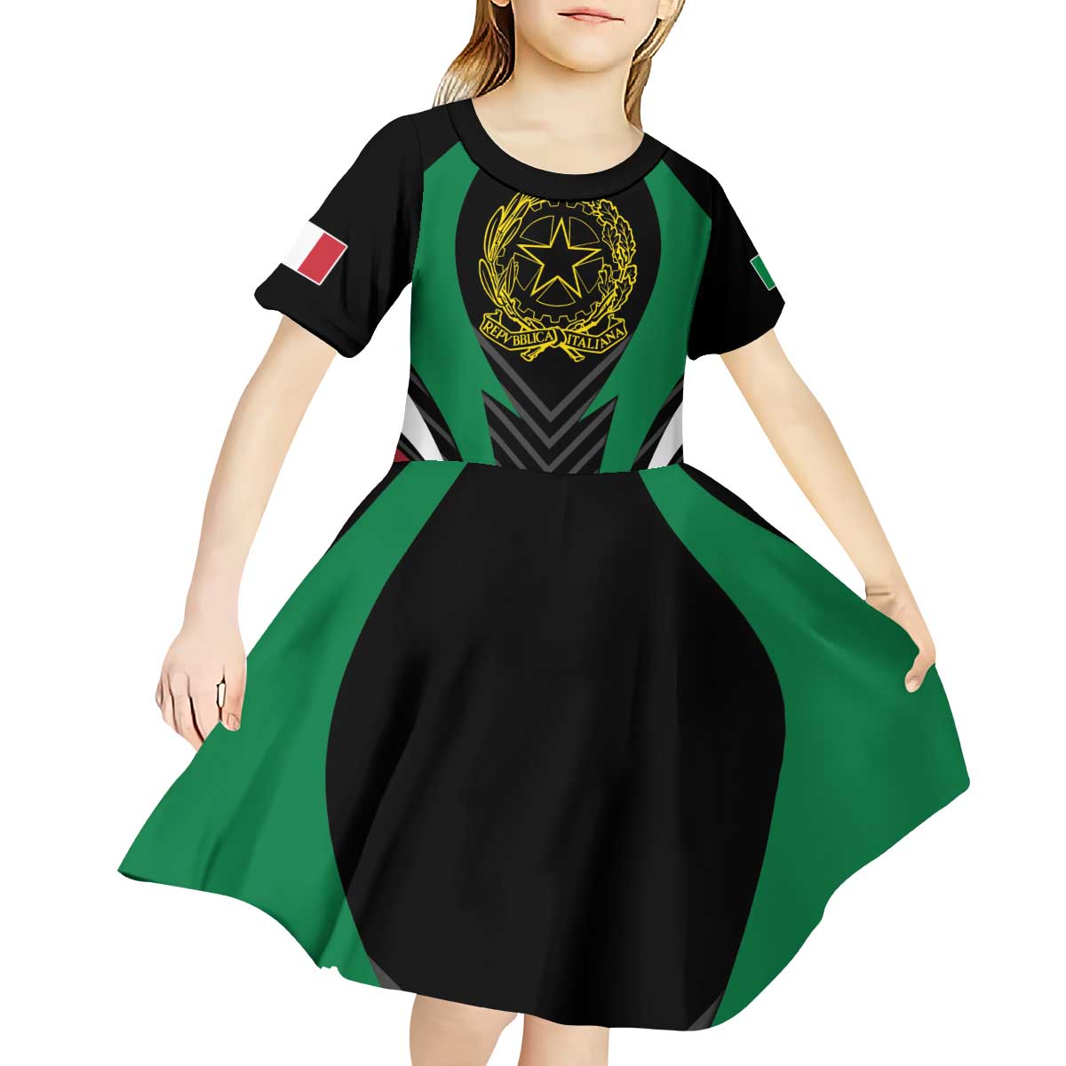 Italian Republic Kid Short Sleeve Dress Simple Coat of Arms