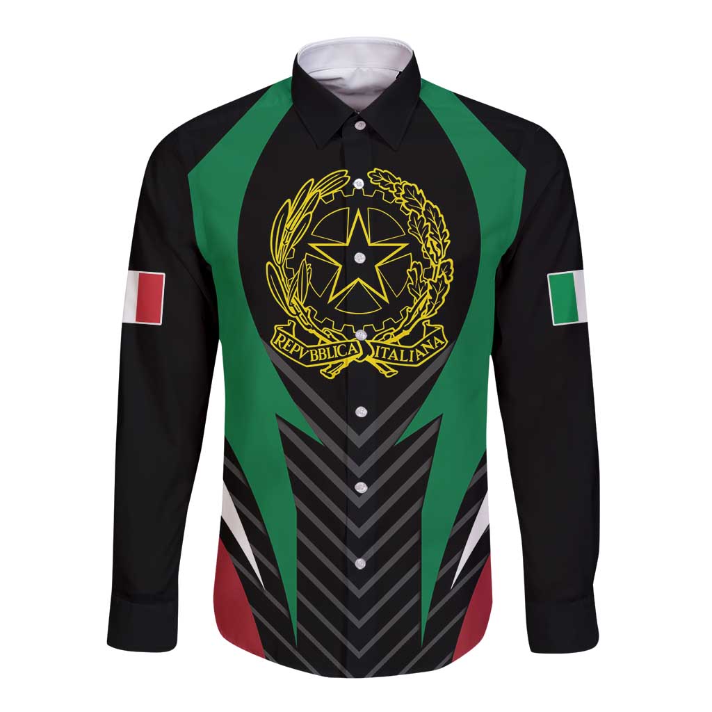 Italian Republic Long Sleeve Button Shirt Simple Coat of Arms
