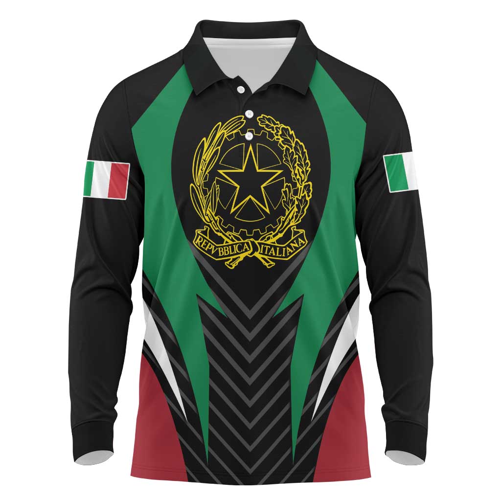 Italian Republic Long Sleeve Polo Shirt Simple Coat of Arms