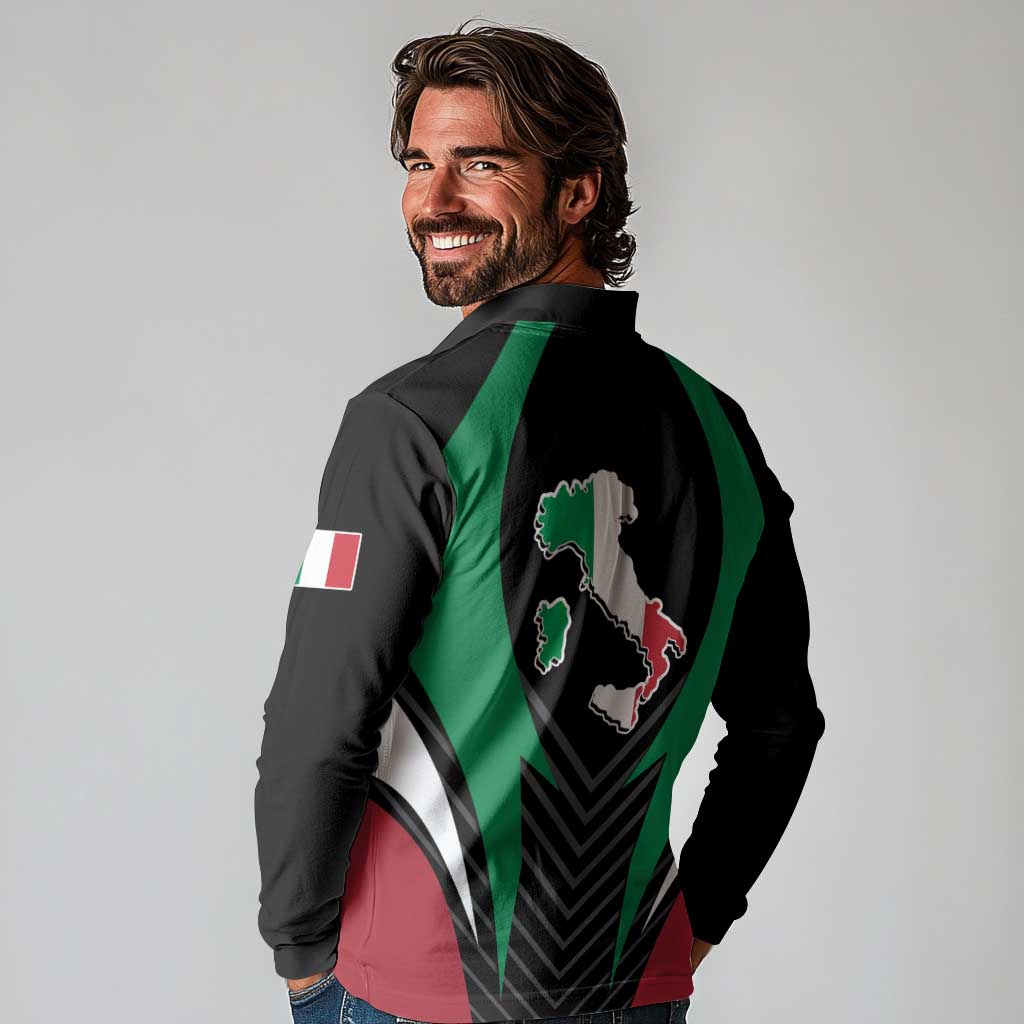 Italian Republic Long Sleeve Polo Shirt Simple Coat of Arms
