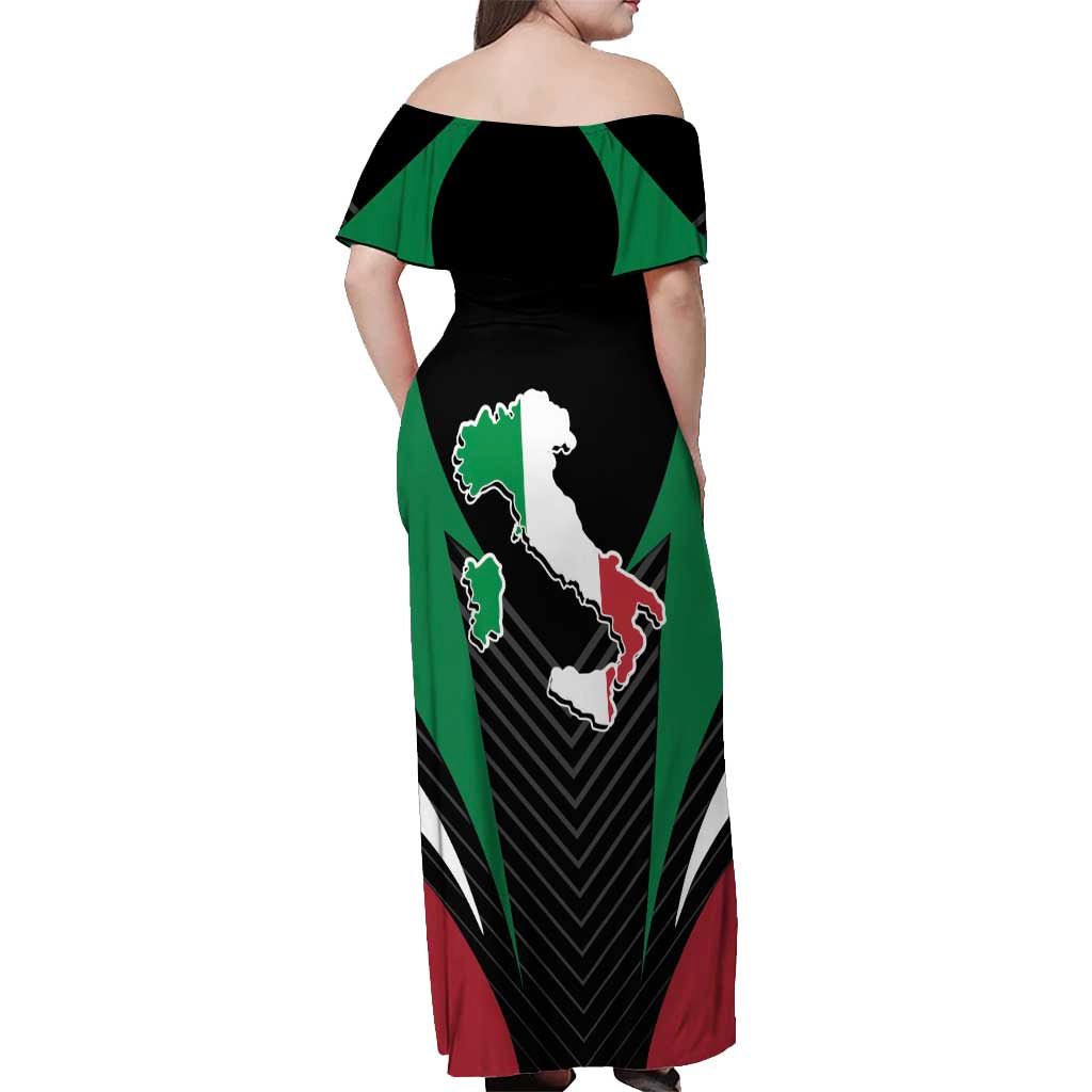 Italian Republic Off Shoulder Maxi Dress Simple Coat of Arms
