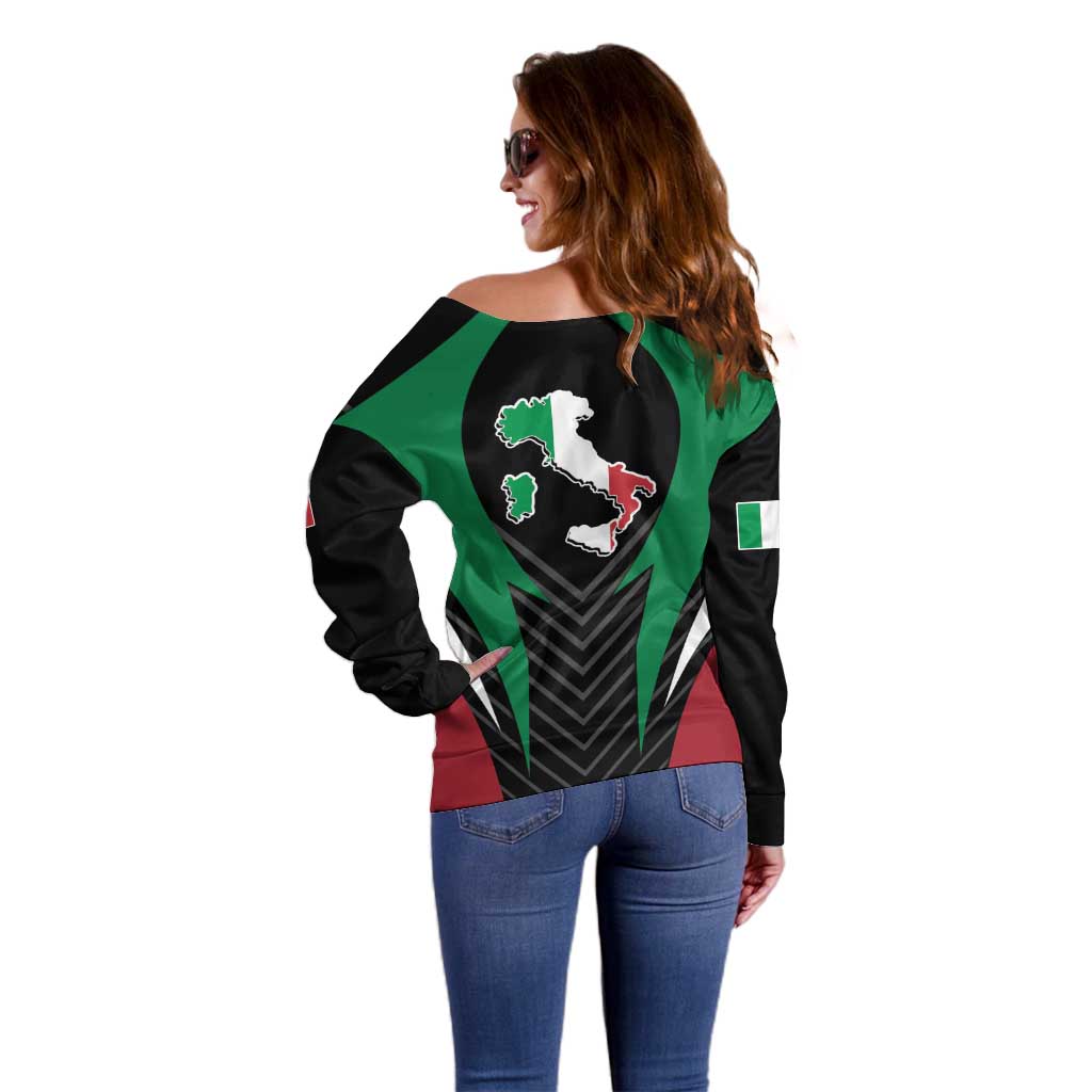 Italian Republic Off Shoulder Sweater Simple Coat of Arms