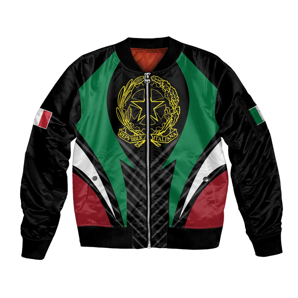 Italian Republic Sleeve Zip Bomber Jacket Simple Coat of Arms