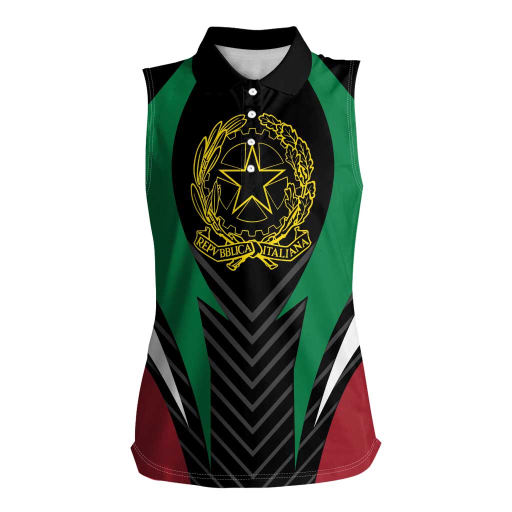 Italian Republic Women Sleeveless Polo Shirt Simple Coat of Arms