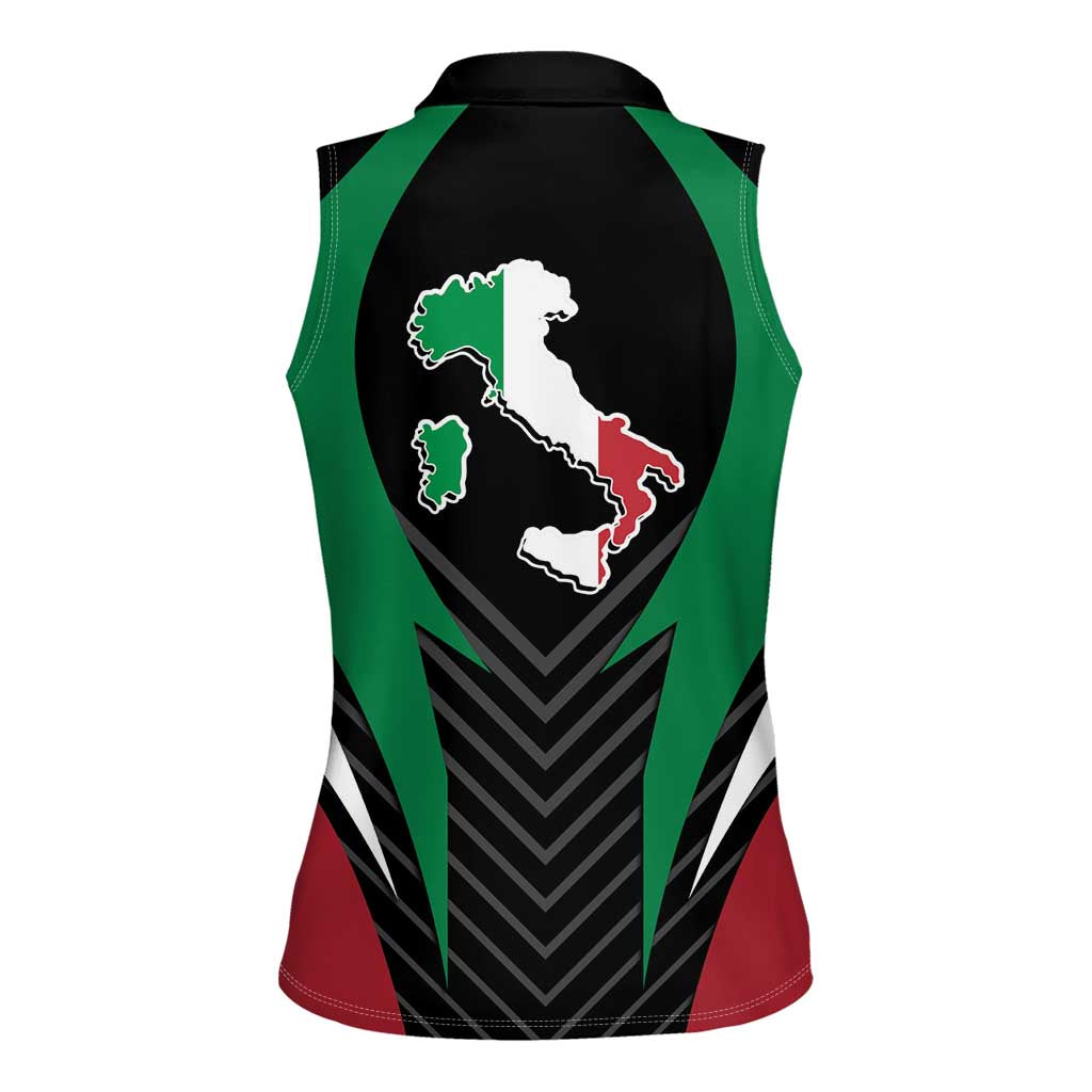 Italian Republic Women Sleeveless Polo Shirt Simple Coat of Arms