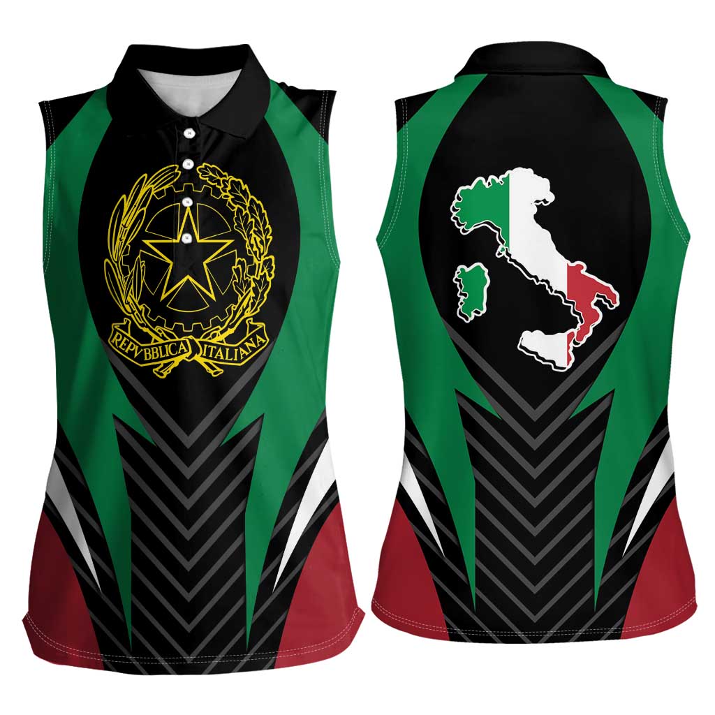 Italian Republic Women Sleeveless Polo Shirt Simple Coat of Arms