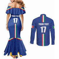 Italian Football Custom Couples Matching Mermaid Dress and Long Sleeve Button Shirt Sporty Style