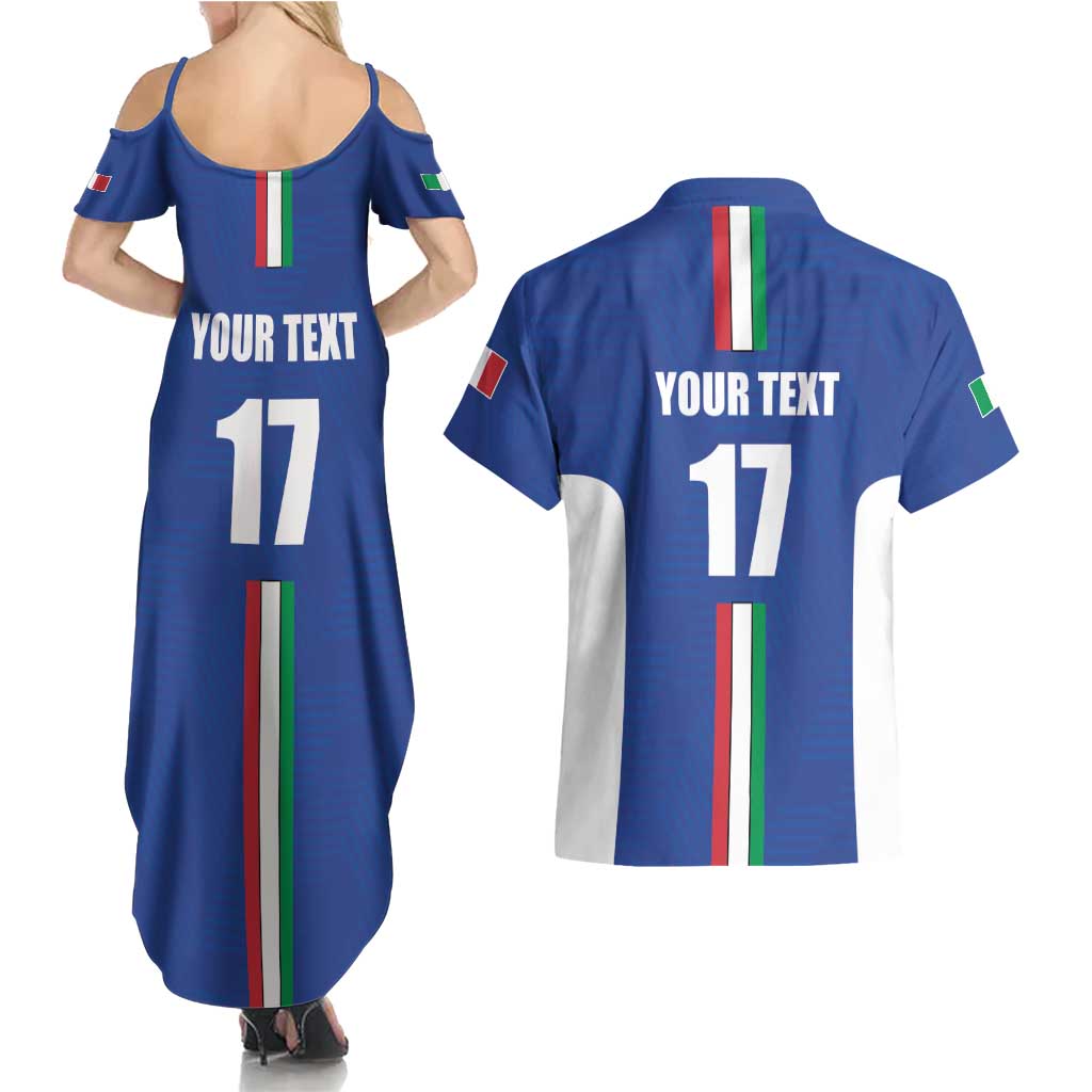 Italian Football Custom Couples Matching Summer Maxi Dress and Hawaiian Shirt Sporty Style
