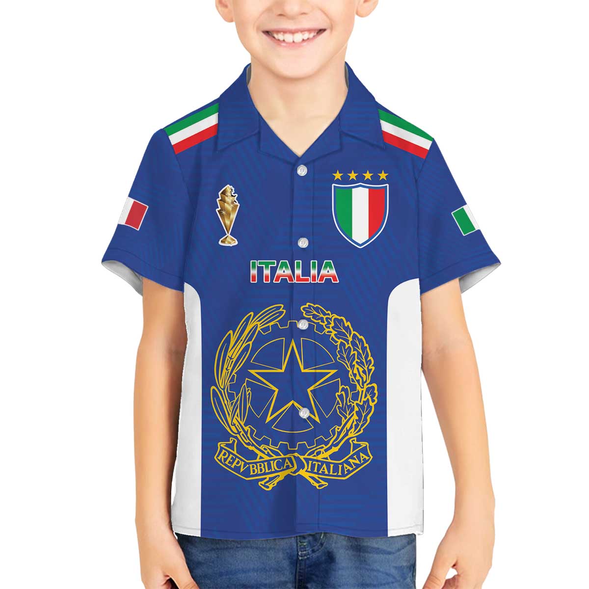 Italian Football Custom Family Matching Off The Shoulder Long Sleeve Dress and Hawaiian Shirt Sporty Style