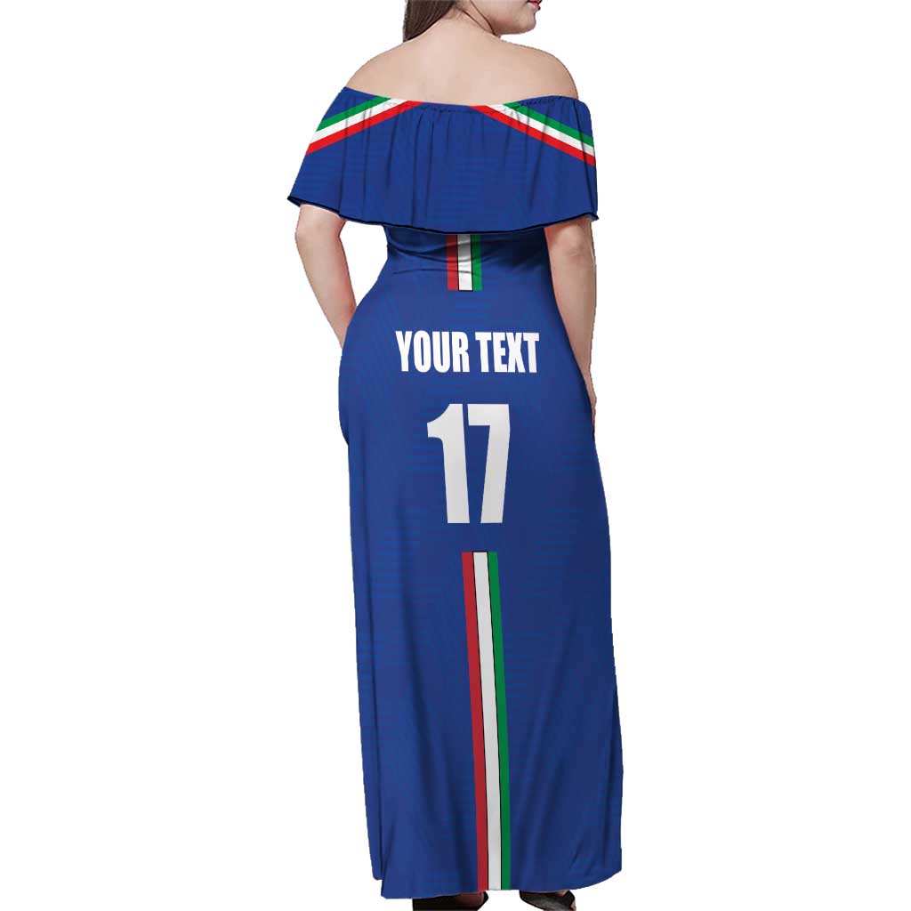 Italian Football Custom Family Matching Off Shoulder Maxi Dress and Hawaiian Shirt Sporty Style