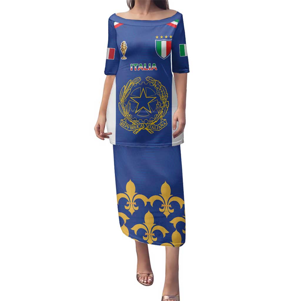 Italian Football Custom Family Matching Puletasi and Hawaiian Shirt Sporty Style