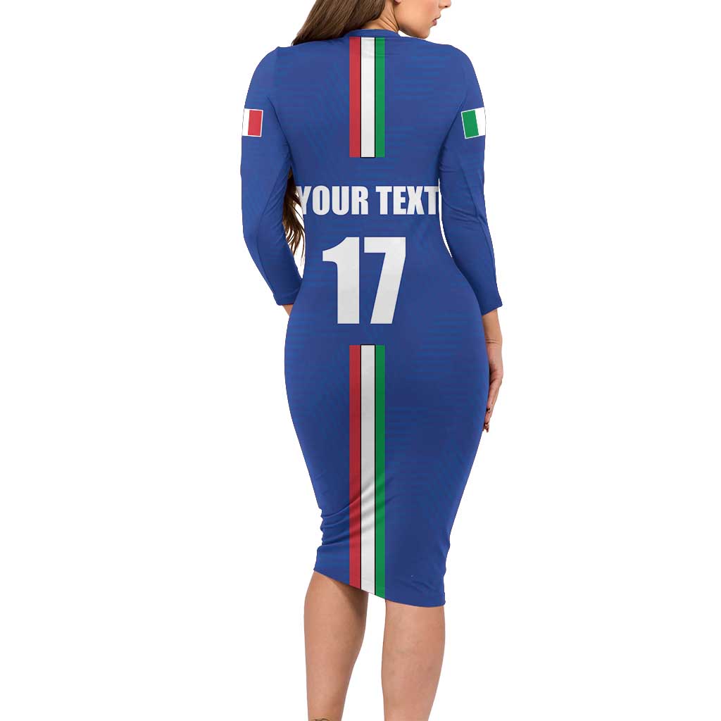 Italian Football Custom Long Sleeve Bodycon Dress Sporty Style