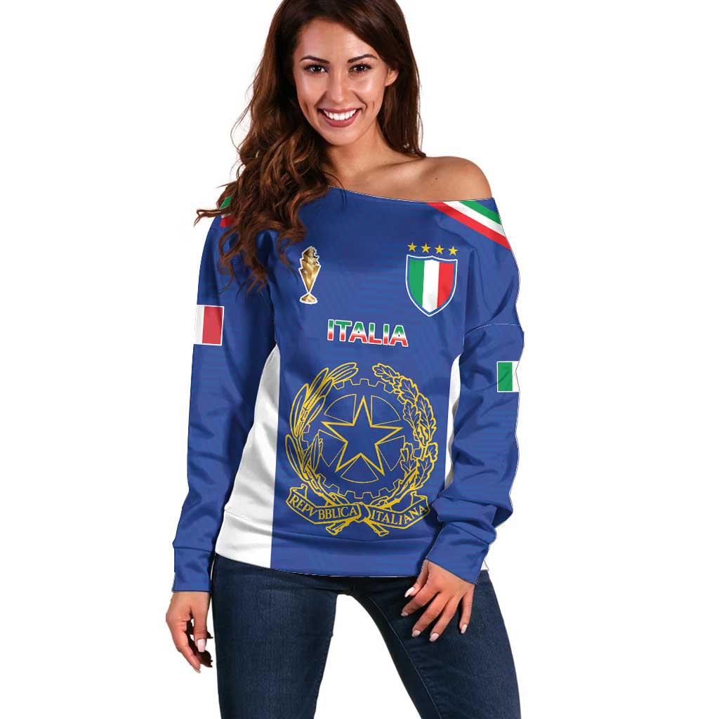 Italian Football Custom Off Shoulder Sweater Sporty Style
