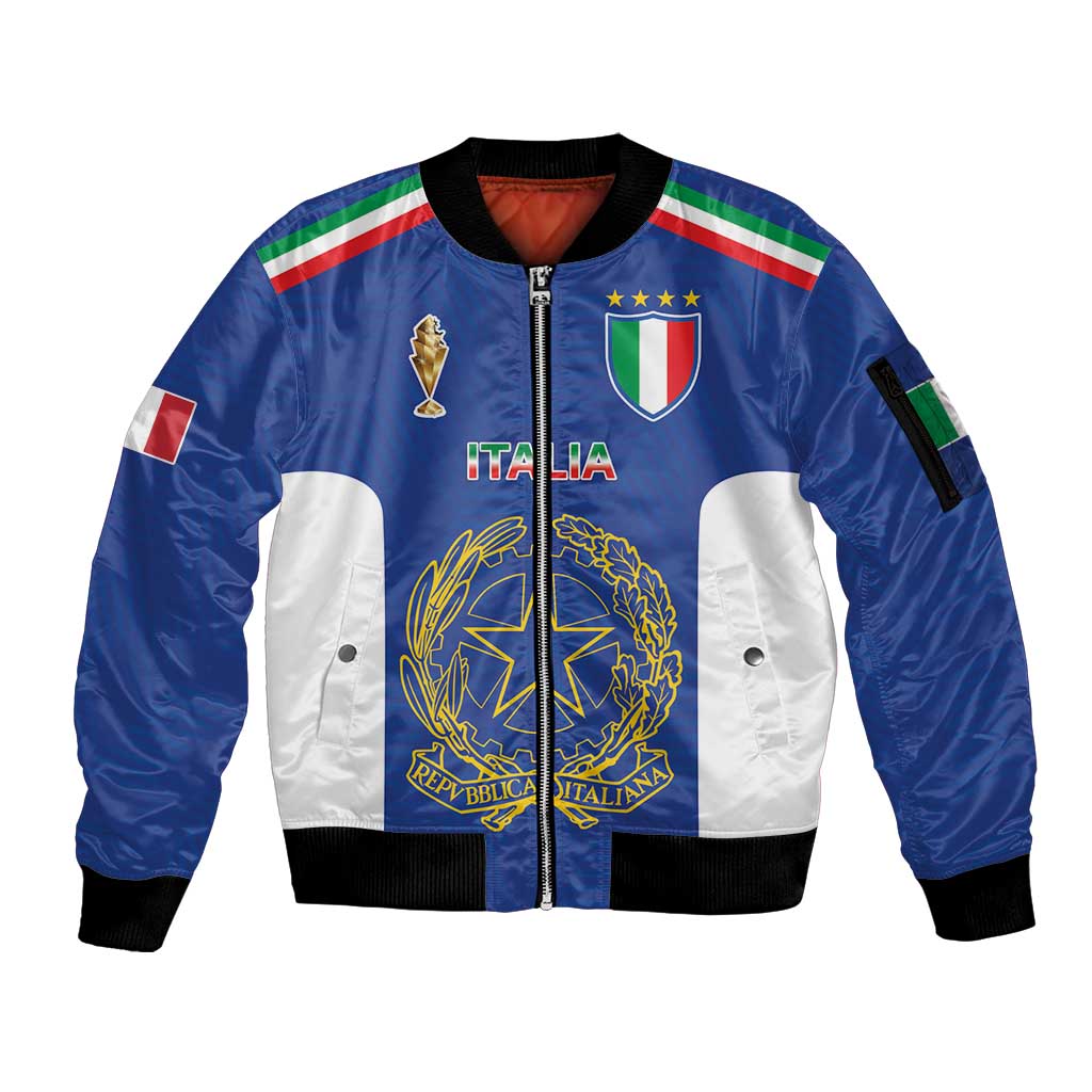 Italian Football Custom Sleeve Zip Bomber Jacket Sporty Style