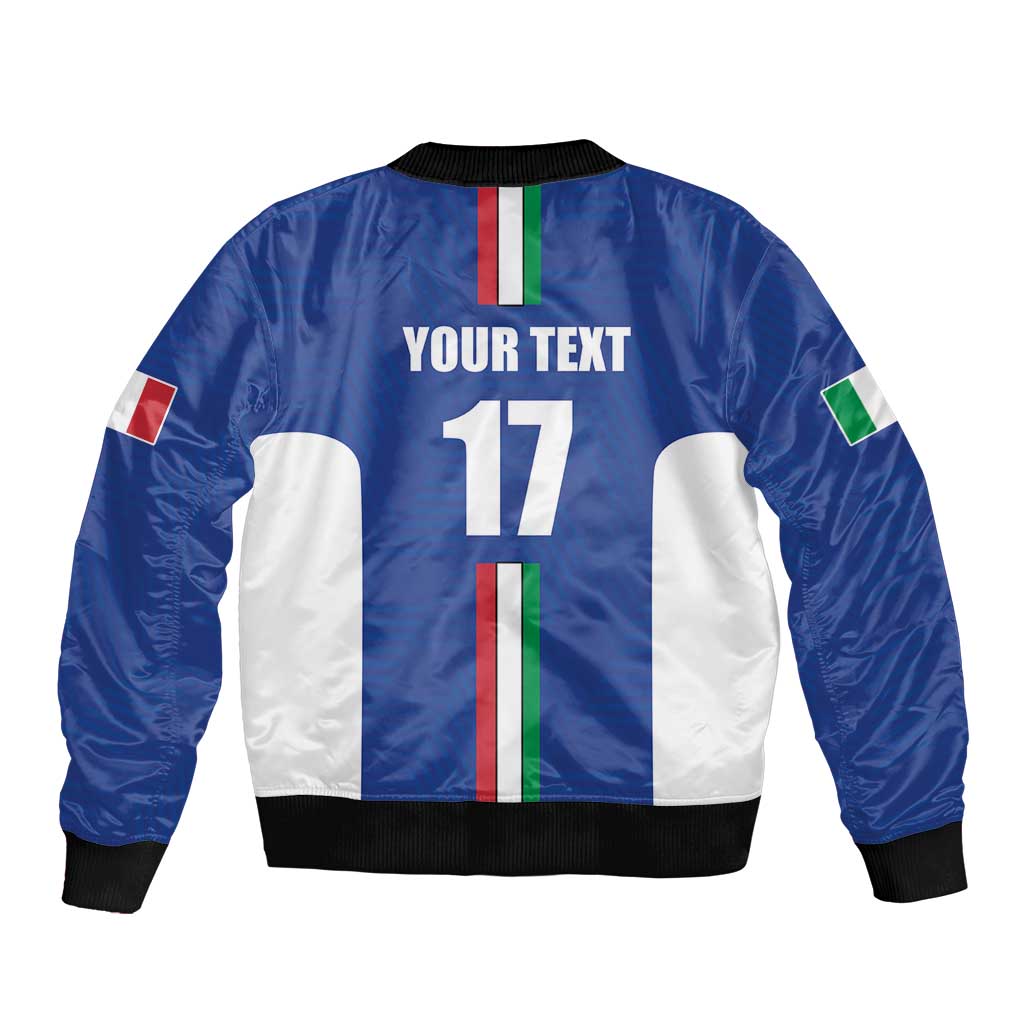Italian Football Custom Sleeve Zip Bomber Jacket Sporty Style