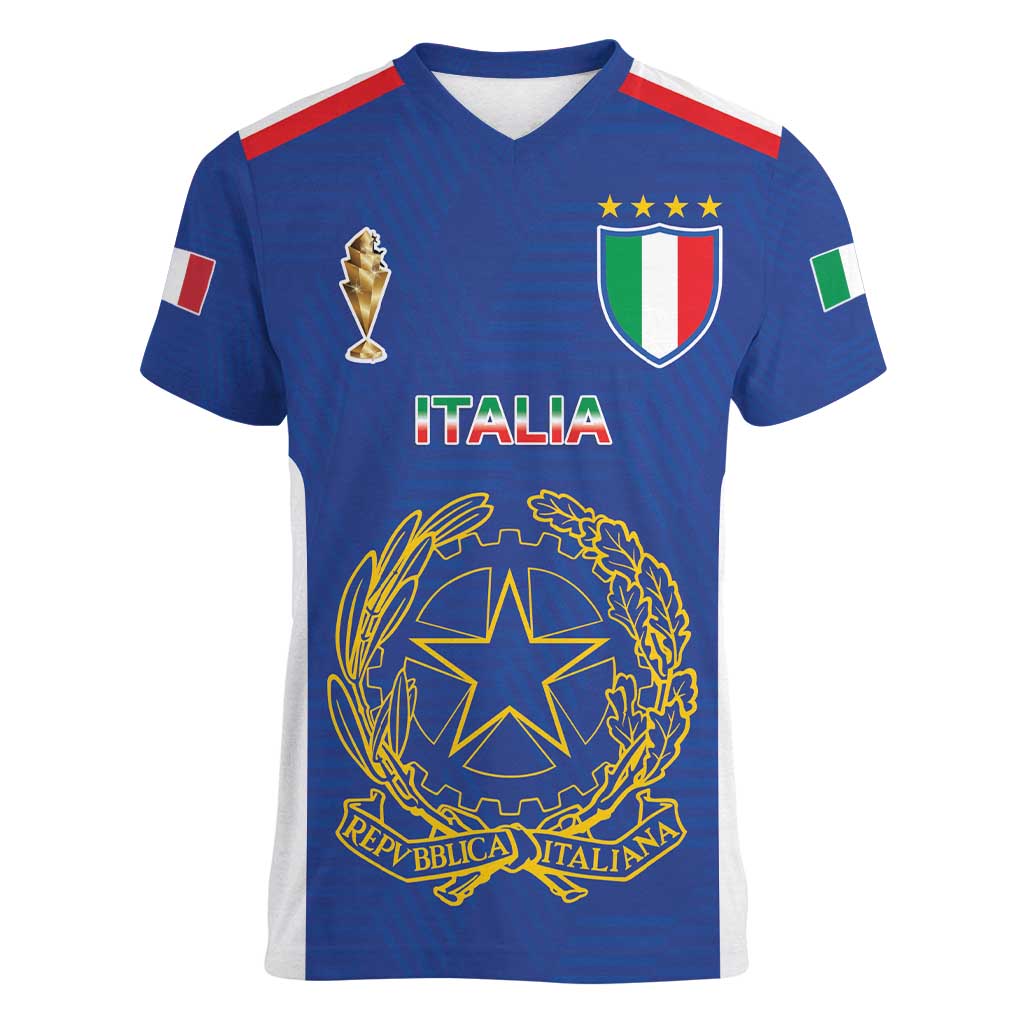 Italian Football Custom Women V-Neck T-Shirt Sporty Style