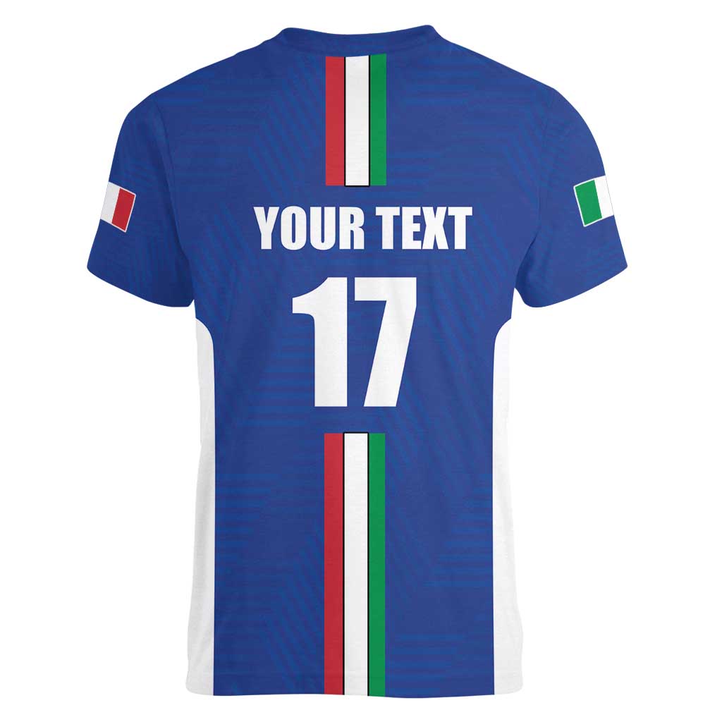 Italian Football Custom Women V-Neck T-Shirt Sporty Style