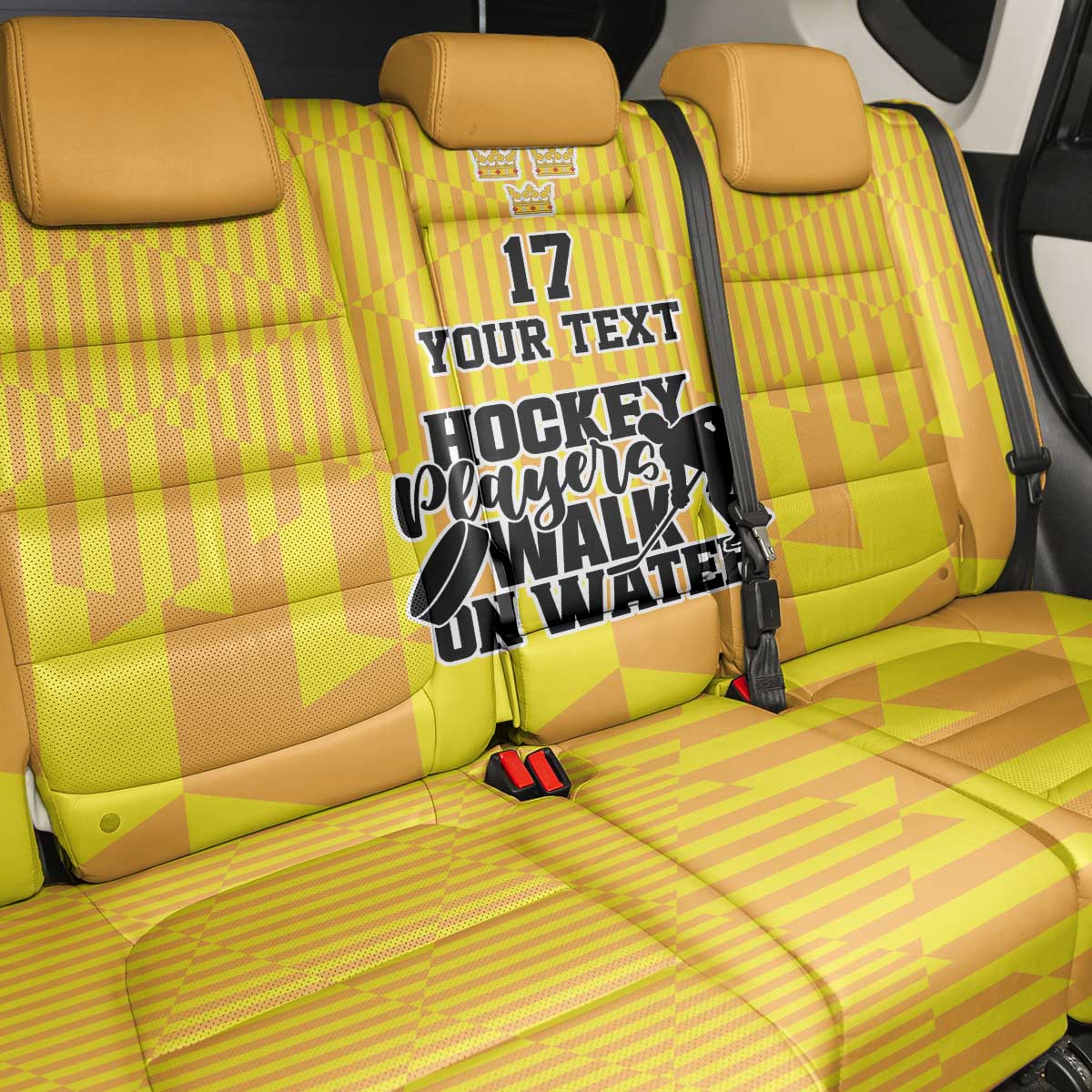 Custom Sweden Ice Hokey Go Champions Back Car Seat Cover Gold Style