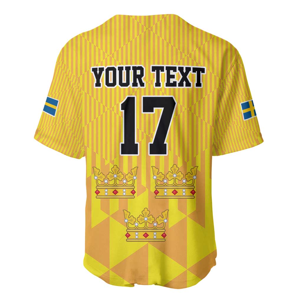 Custom Sweden Ice Hokey Go Champions Baseball Jersey Gold Style
