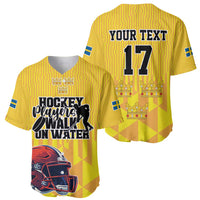Custom Sweden Ice Hokey Go Champions Baseball Jersey Gold Style