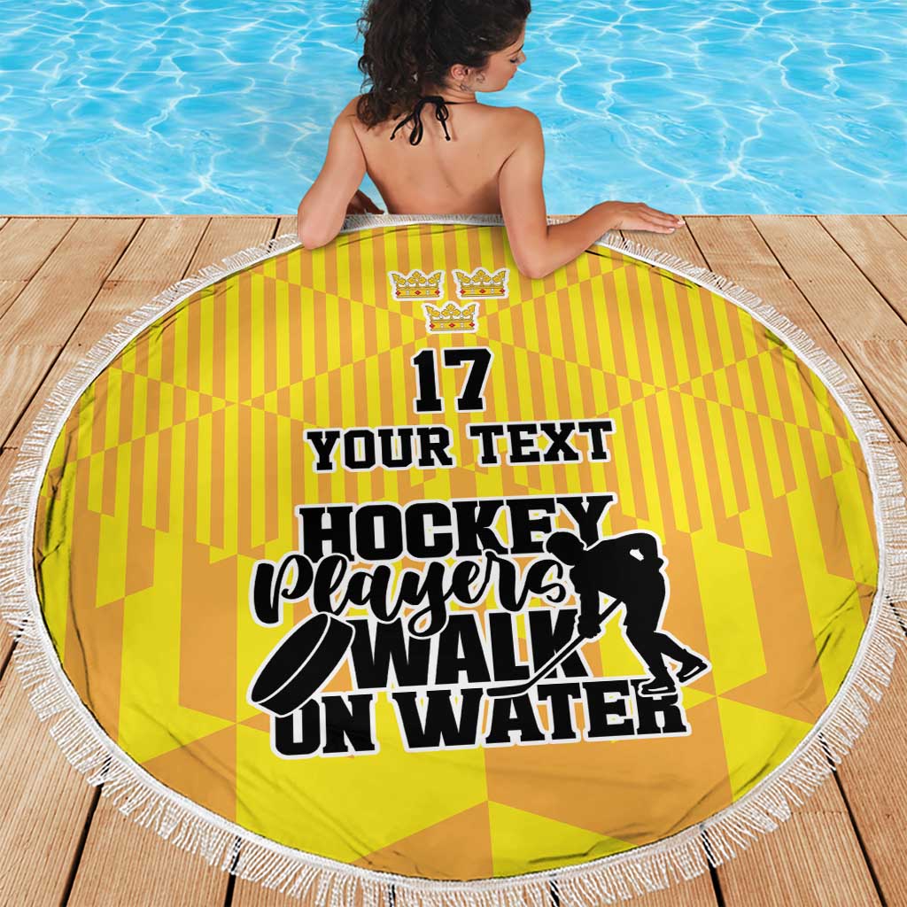 Custom Sweden Ice Hokey Go Champions Beach Blanket Gold Style