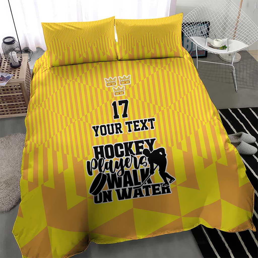 Custom Sweden Ice Hokey Go Champions Bedding Set Gold Style