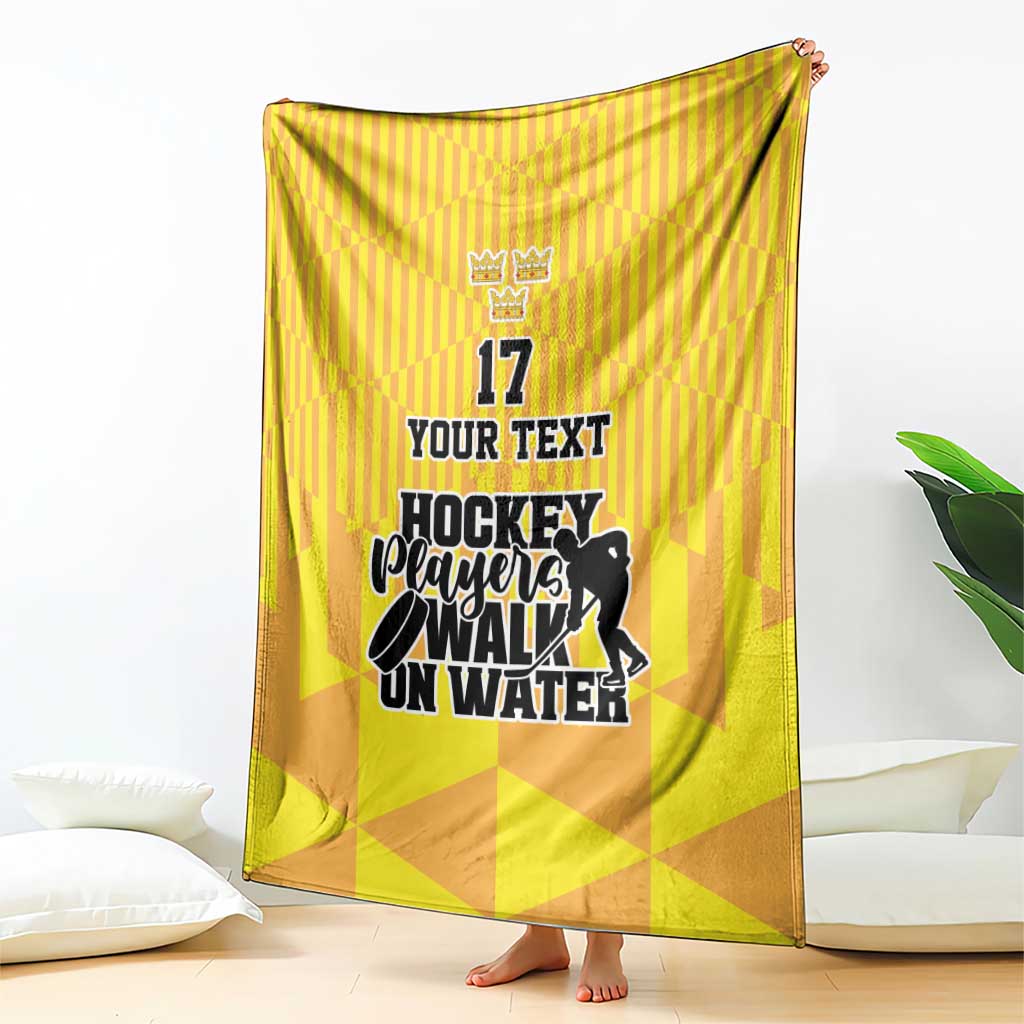 Custom Sweden Ice Hokey Go Champions Blanket Gold Style