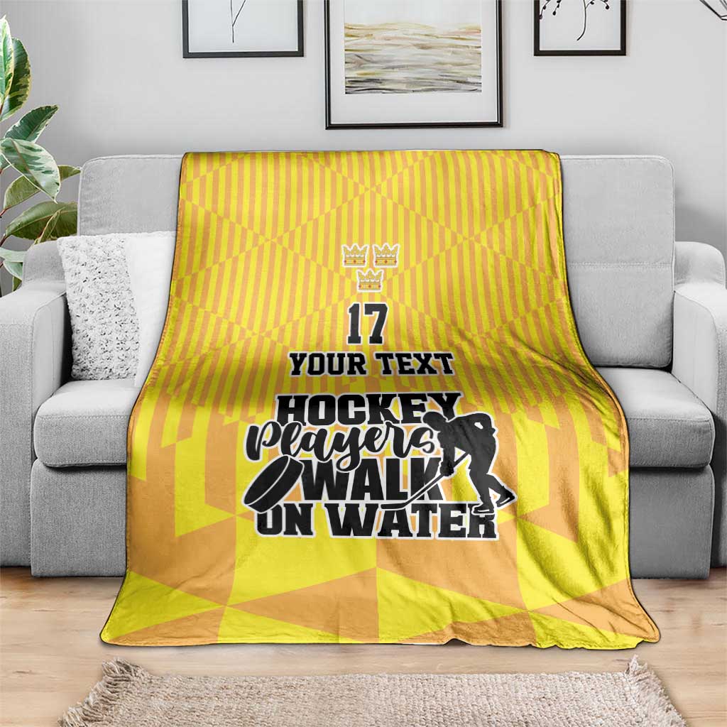 Custom Sweden Ice Hokey Go Champions Blanket Gold Style