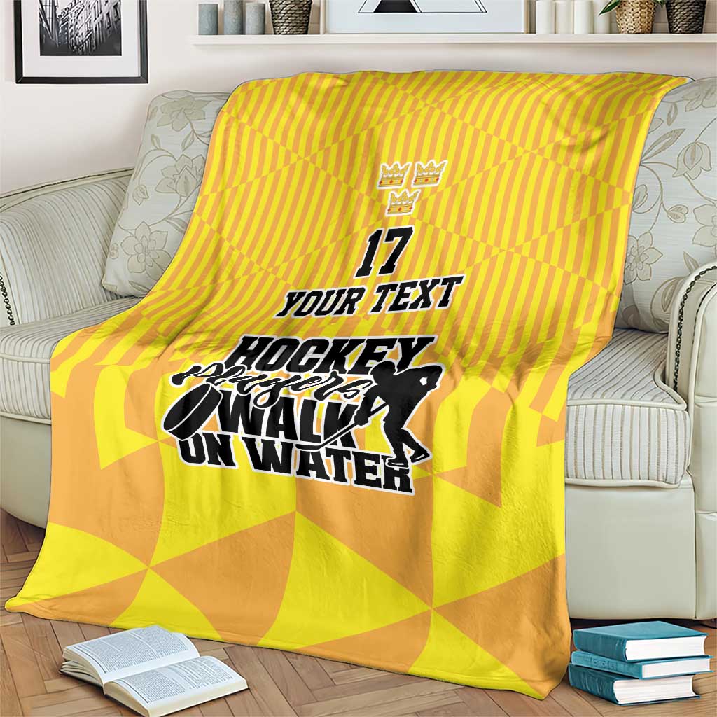 Custom Sweden Ice Hokey Go Champions Blanket Gold Style