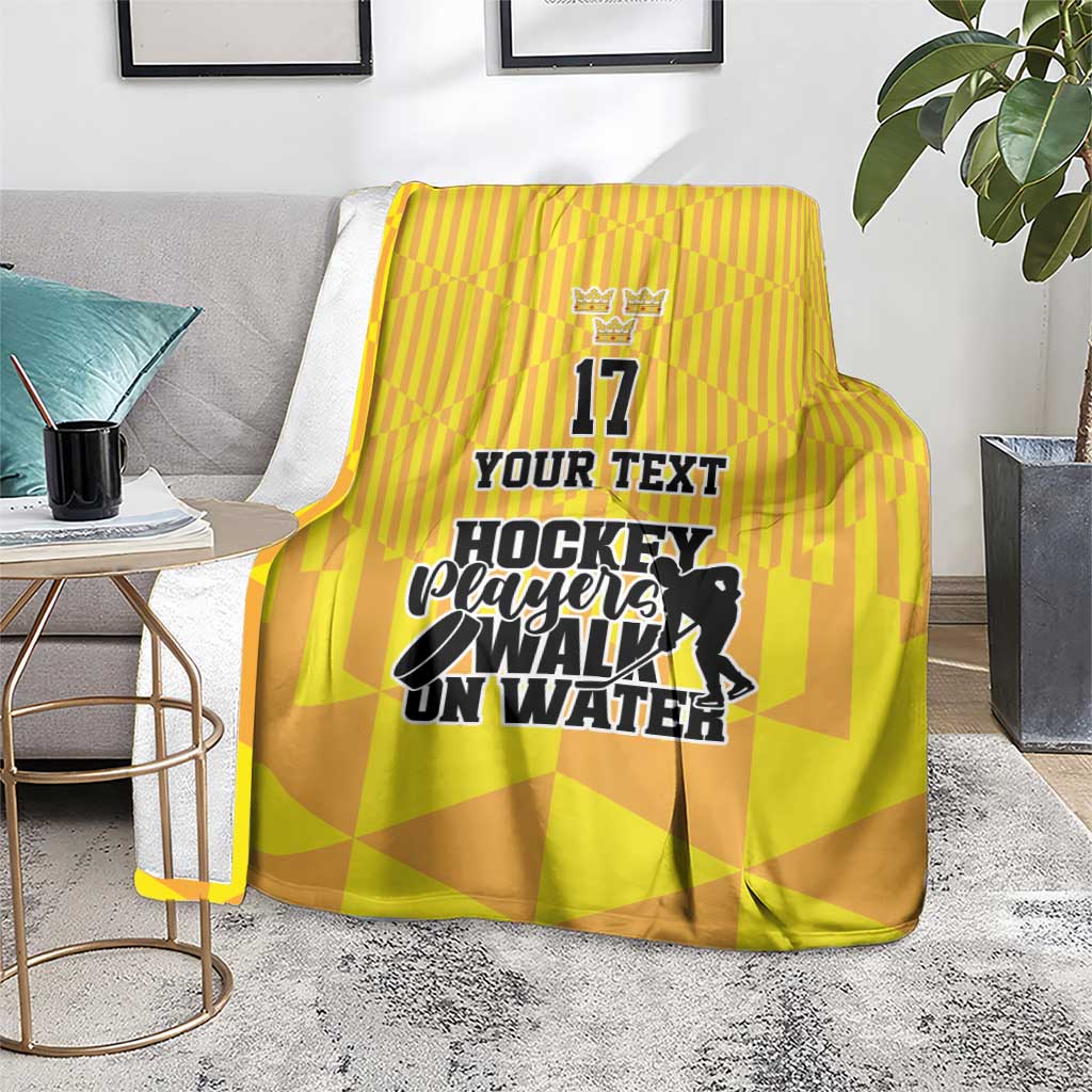 Custom Sweden Ice Hokey Go Champions Blanket Gold Style