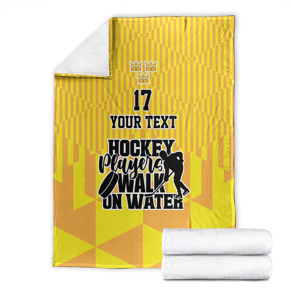 Custom Sweden Ice Hokey Go Champions Blanket Gold Style
