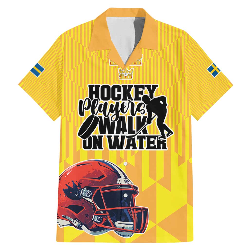 Custom Sweden Ice Hokey Go Champions Family Matching Mermaid Dress and Hawaiian Shirt Gold Style