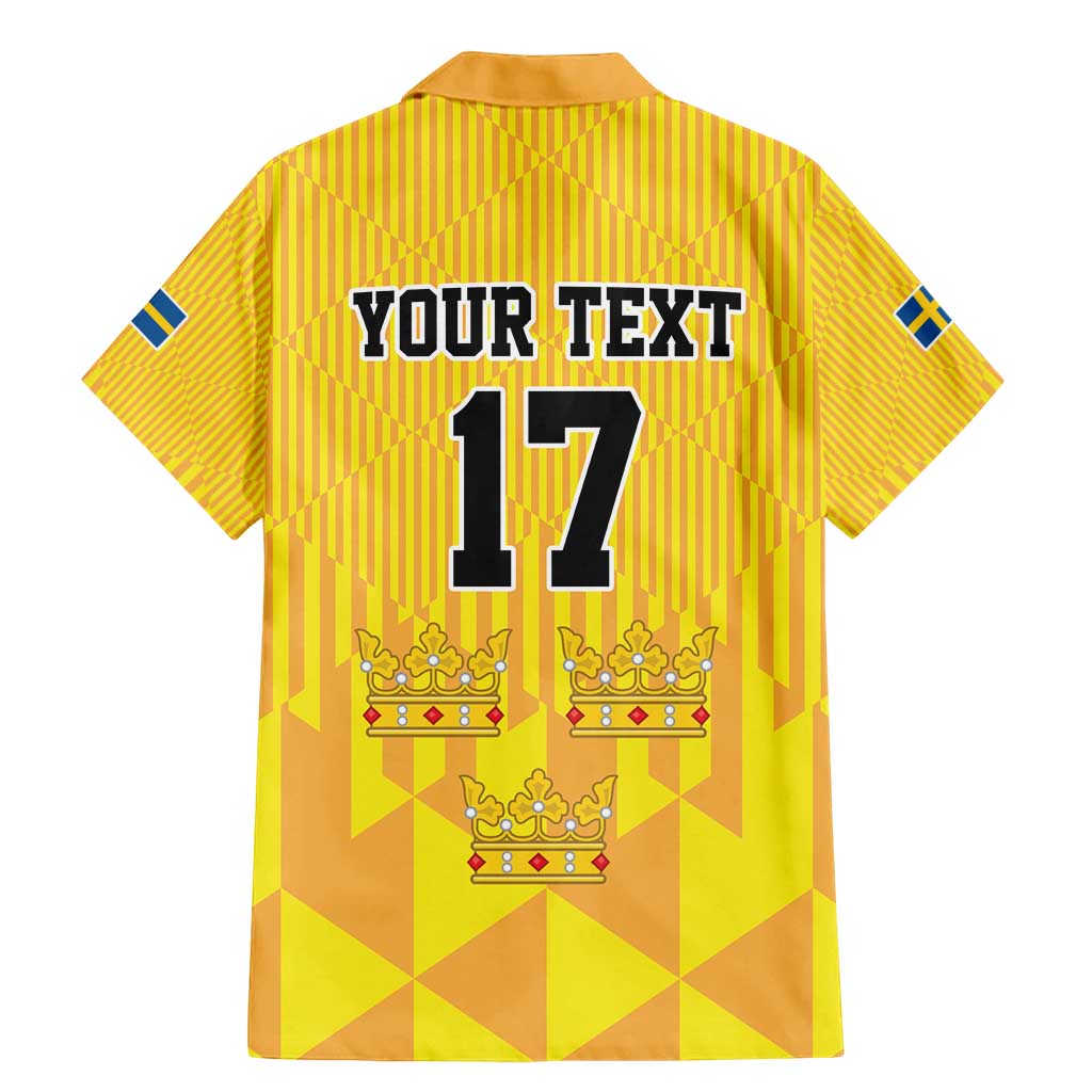 Custom Sweden Ice Hokey Go Champions Family Matching Mermaid Dress and Hawaiian Shirt Gold Style