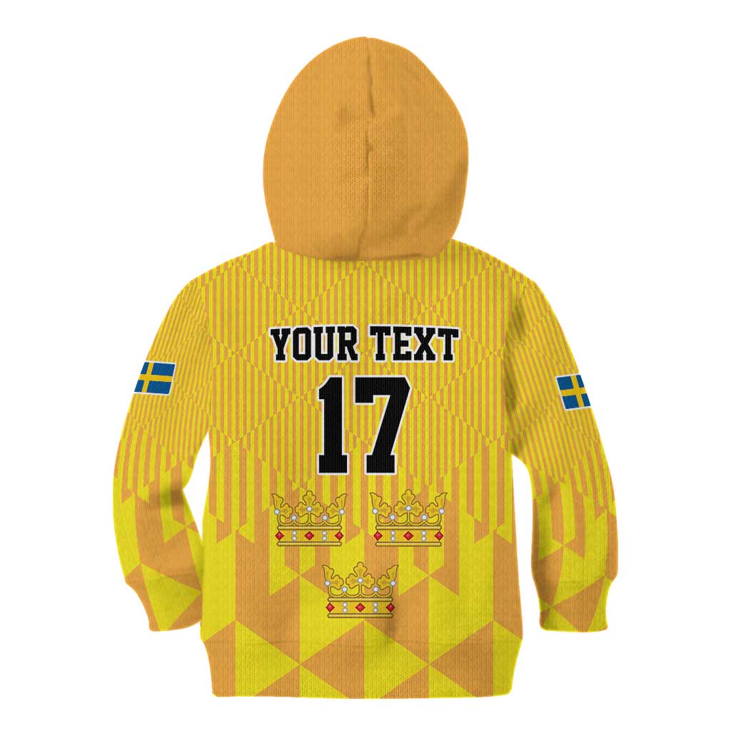 Custom Sweden Ice Hokey Go Champions Kid Hoodie Gold Style