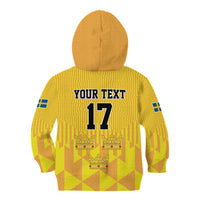 Custom Sweden Ice Hokey Go Champions Kid Hoodie Gold Style