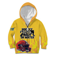 Custom Sweden Ice Hokey Go Champions Kid Hoodie Gold Style