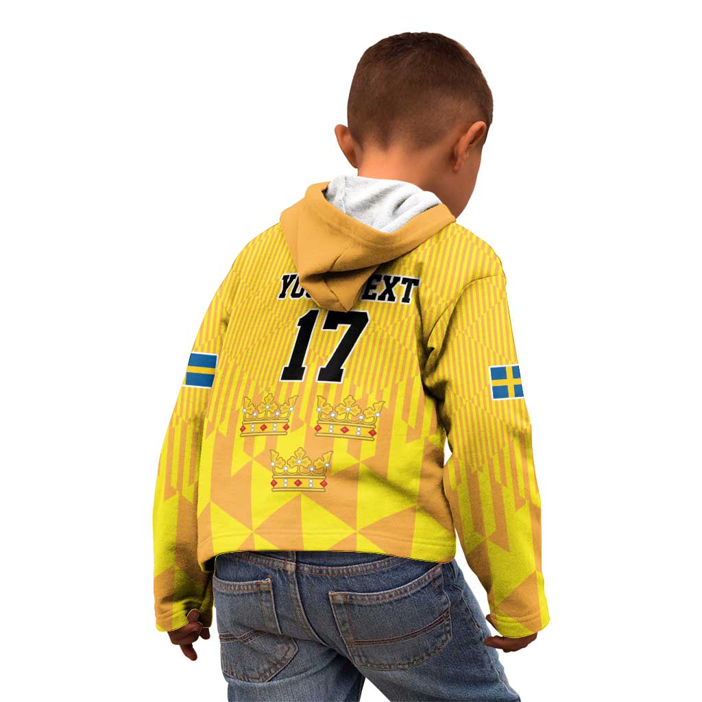 Custom Sweden Ice Hokey Go Champions Kid Hoodie Gold Style