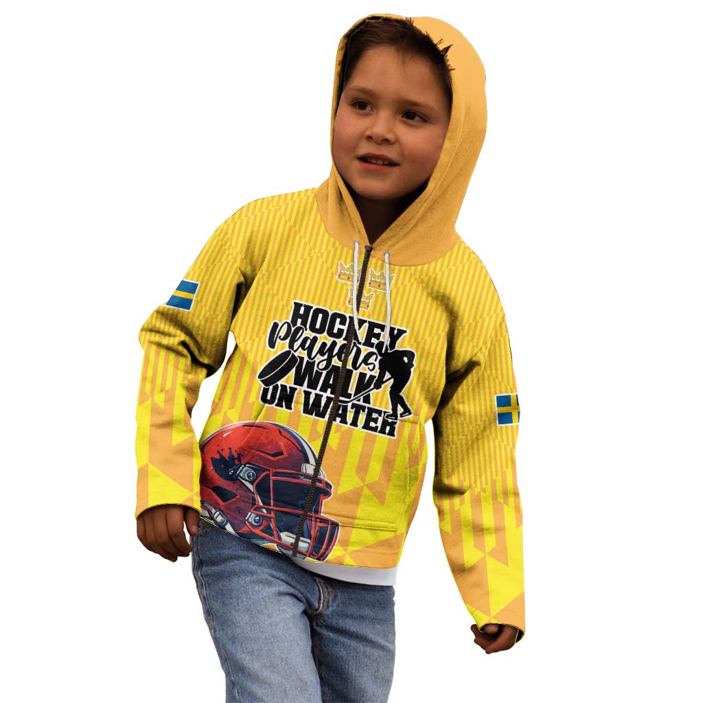 Custom Sweden Ice Hokey Go Champions Kid Hoodie Gold Style