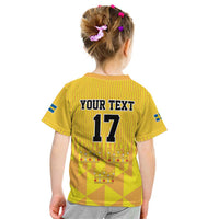 Custom Sweden Ice Hokey Go Champions Kid T Shirt Gold Style