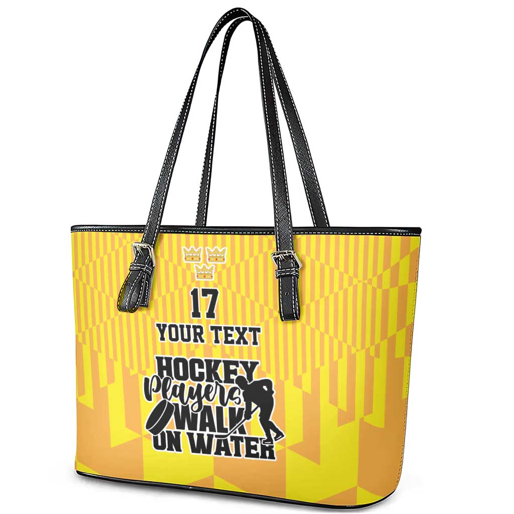 Custom Sweden Ice Hokey Go Champions Leather Tote Bag Gold Style